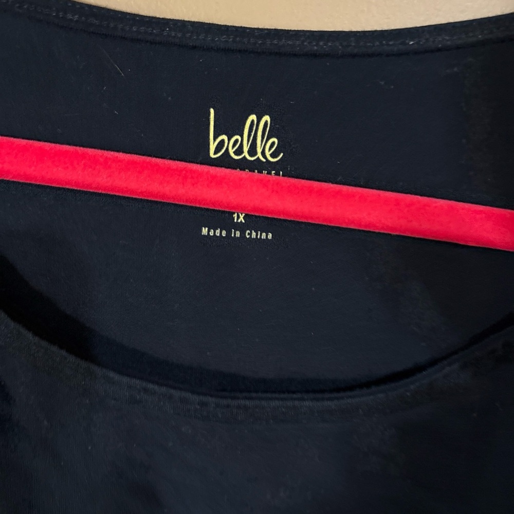 HC241. Belle by Kim Gravel Triple Lux Grommet Side Tie T-shirt 1X BLACK - Picture 3 of 8